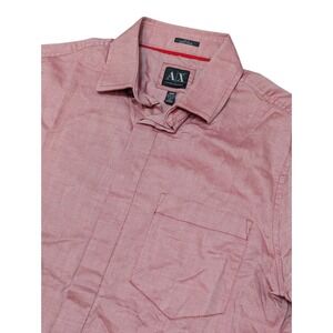 Armani Exchange Men's Medium Slim Fit Red Dress Shirt Long Sleeve Button Front